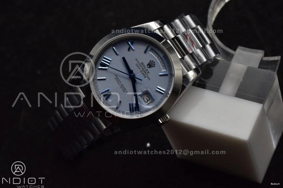 Roman Blue On 904L V4 Dial Tungsten Markers GMF 40 DayDate Steel Bracelet President A3255 Weighted 0212